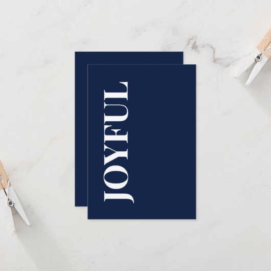 Minimal JOYFUL | Navy Blue Holiday Greeting カード (正面/裏面インサイチュ)