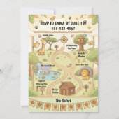 Minimal Jungle Safari Baby Birthday Wild One 招待状 (裏面)