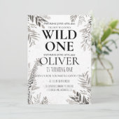 Minimal Jungle Wild One 1st Birthday Greenery 招待状 (スタンド正面)