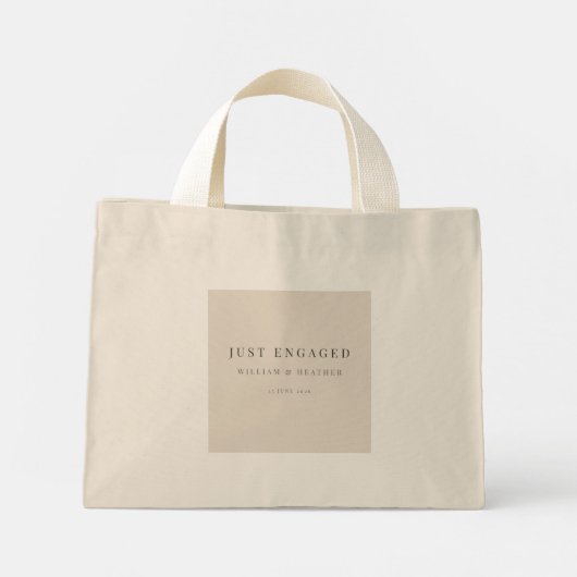 Minimal Just Engaged Tote Bag | Natural Linen ミニトートバッグ (裏面)