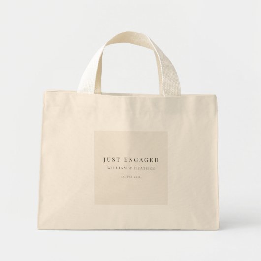 Minimal Just Engaged Tote Bag | Warm Ivory ミニトートバッグ (正面)