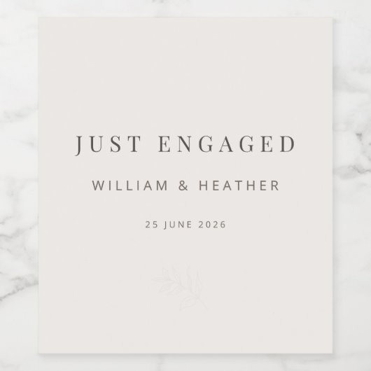 Minimal Just Engaged Wine Label | Warm White ワインラベル (シングルラベル)