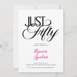 Minimal Just Fifty 50th Birthday Party 招待状