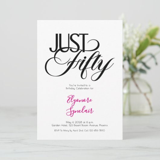 Minimal Just Fifty 50th Birthday Party 招待状 (スタンド正面)