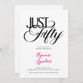 Minimal Just Fifty 50th Birthday Party 招待状 (正面/裏面)