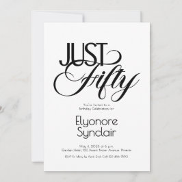 Minimal Just Fifty 50th Birthday Party 招待状