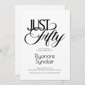 Minimal Just Fifty 50th Birthday Party 招待状 (正面/裏面)