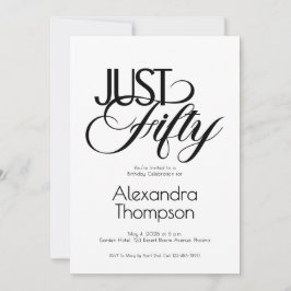 Minimal Just Fifty 50th Birthday Party 招待状