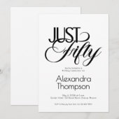 Minimal Just Fifty 50th Birthday Party 招待状 (正面/裏面)