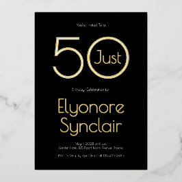 Minimal Just Fifty 50th Birthday Party 箔招待状