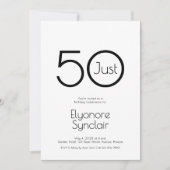 Minimal Just Fifty 50th Birthday Party Invitation 招待状 (正面)
