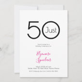 Minimal Just Fifty 50th Birthday Party Invitation 招待状 (正面)