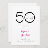 Minimal Just Fifty 50th Birthday Party Invitation 招待状 (正面/裏面)