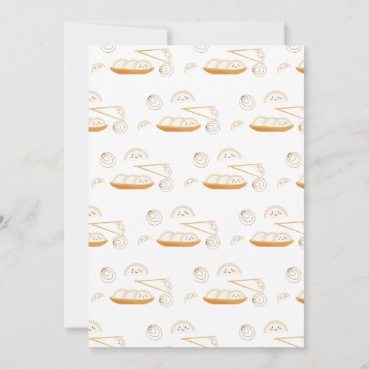 Minimal Kawaii Boho Bao Dumpling Baby Shower  招待状 (裏面)