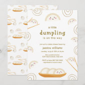 Minimal Kawaii Boho Bao Dumpling Baby Shower  招待状 (正面/裏面)