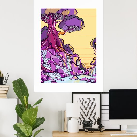 Minimal Landscape Art Print ポスター (ホームオフィス)