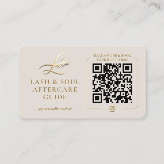 Minimal Lash Extensions Aftercare Guide Sand Card  名刺 (正面)