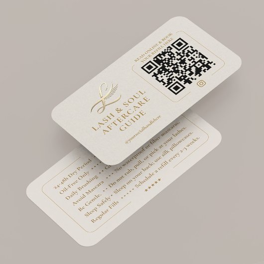 Minimal Lash Extensions Aftercare Guide Sand Card  名刺