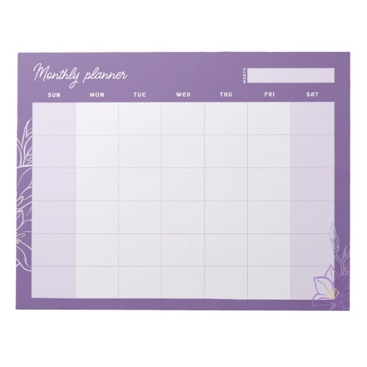 Minimal Lavender Monthly planner (custom title) ノートパッド (正面)