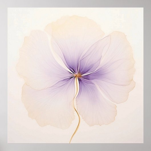 Minimal Lavender Orchid Watercolor Flower ポスター (正面)