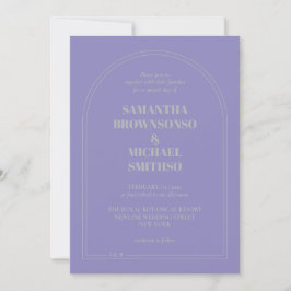 Minimal Lavender Silver Simple Wedding 招待状