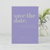 Minimal Lavender Silver Wedding Photo Calligraphic セーブザデート (スタンド正面)