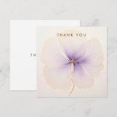 Minimal Lavender Watercolor Flower サンキューカード (正面/裏面)