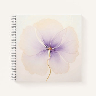 Minimal Lavender Watercolor Flower Spiral ノートブック