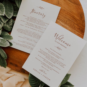 Minimal Leaf Boho Cream Welcome Letter & Itinerary
