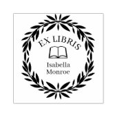 Minimal Leaf Botanical Wreath Ex Libris Bookplate ラバースタンプ (インプリント)