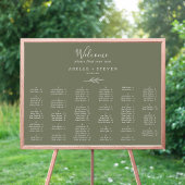 Minimal Leaf Dark Green Alphabetical Seating Chart ポスター