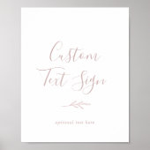 Minimal Leaf | Dusty Rose Custom Text Sign ポスター (正面)
