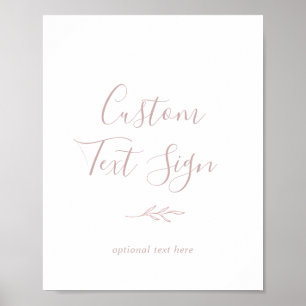 Minimal Leaf   Dusty Rose Custom Text Sign ポスター