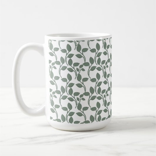 Minimal Leaf Seamless Pattern | Elegant Botanical  コーヒーマグカップ (左)