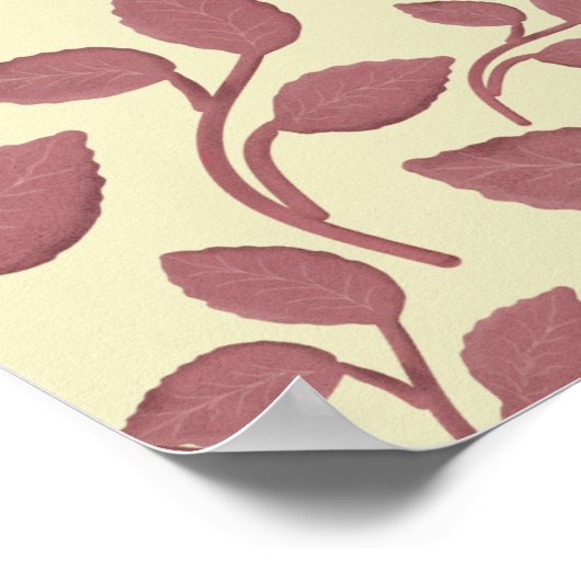 Minimal Leaf Seamless Pattern | Elegant Botanical  ポスター (角)