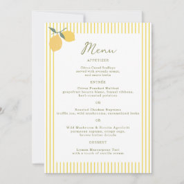 Minimal Lemon Amalfi Coast 5x7 Wedding Menu Card 招待状