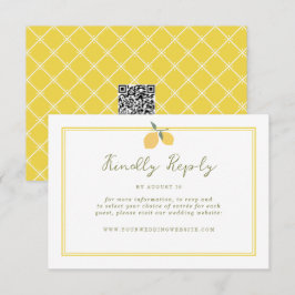 Minimal Lemon Amalfi Coast QR Code Wedding RSVP エンクロージャーカード