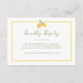 Minimal Lemon Amalfi Coast QR Code Wedding RSVP エンクロージャーカード (正面)