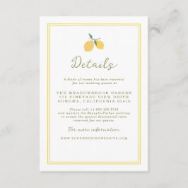 Minimal Lemon Amalfi Coast Wedding Details Card エンクロージャーカード
