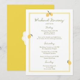 Minimal Lemon Amalfi Coast Wedding Itinerary Card 招待状