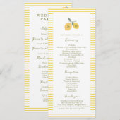 Minimal Lemon Amalfi Coast Wedding Program Card 招待状 (正面/裏面)