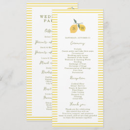 Minimal Lemon Amalfi Coast Wedding Program Card 招待状