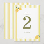 Minimal Lemon Amalfi Coast Wedding Table Number 招待状 (正面/裏面)