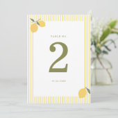 Minimal Lemon Amalfi Coast Wedding Table Number 招待状 (スタンド正面)