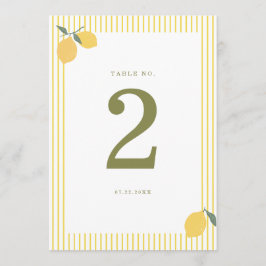 Minimal Lemon Amalfi Coast Wedding Table Number 招待状