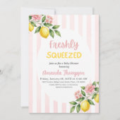 Minimal Lemon Baby Shower Freshly Squeezed Modern  招待状 (正面)