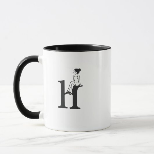 Minimal Letter H Girl Aesthetic Coffee Mug マグカップ (左)