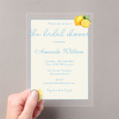 Minimal Light Blue Italian Lemons bridal Shower アクリル招待状 (インサイチュ (ポータブル))