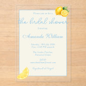 Minimal Light Blue Italian Lemons bridal Shower アクリル招待状 (正面)