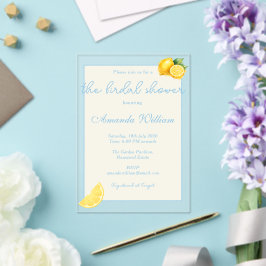 Minimal Light Blue Italian Lemons bridal Shower アクリル招待状